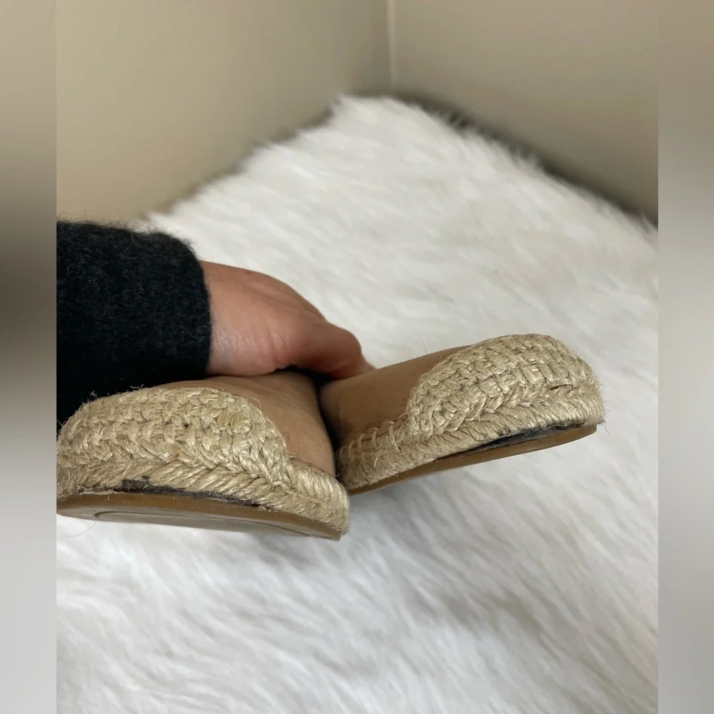 Eileen Fisher Lee Nubuck Leather Tan Espadrille Flats 8.5